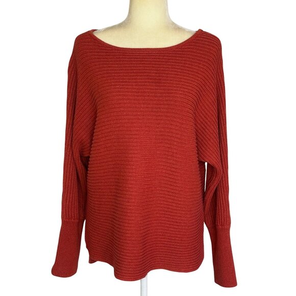 Rachel Zoe Sweaters - Rachel Zoe XL Pullover Sweater Rust Orange Long Sleeve Ribbed Knit Tunic Fall